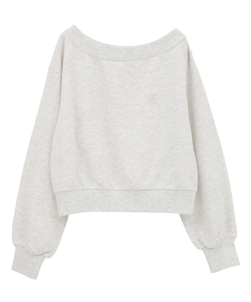 earth music&ecology ショート丈ワンポイント刺繍オフショルスウェット 