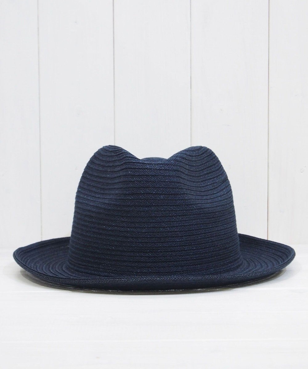 石田製帽 【UNISEX】インディゴ染め和紙ブレード 中折れ ソフトハット 