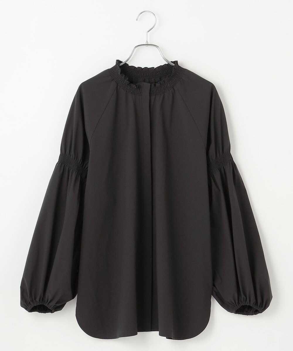 #Newans 【洗濯機可／撥水】シャーリングネック ボリュームスリーブシャツ 