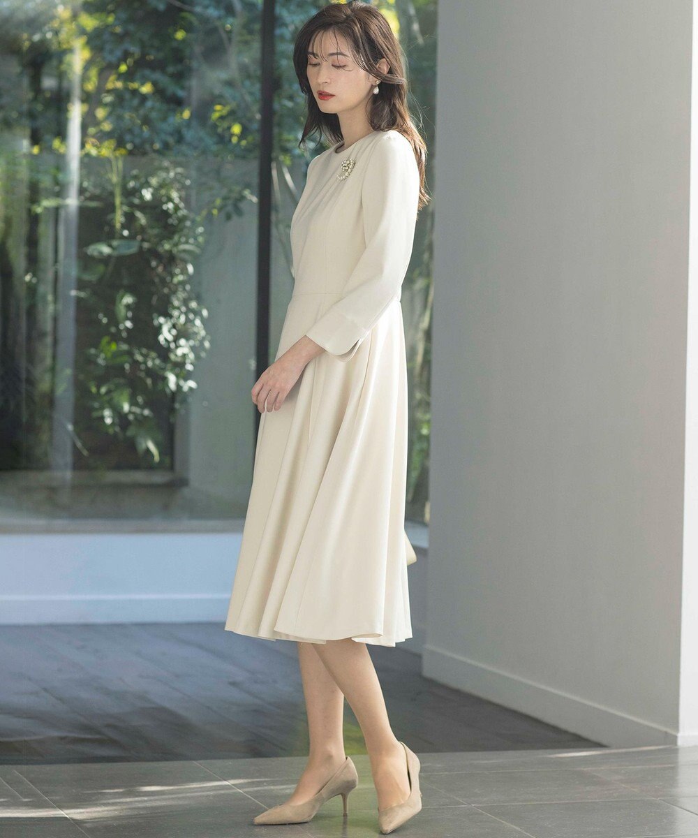 組曲 L 【KUMIKYOKU NAVY】コンフォータブルドレープ フレアワンピース 