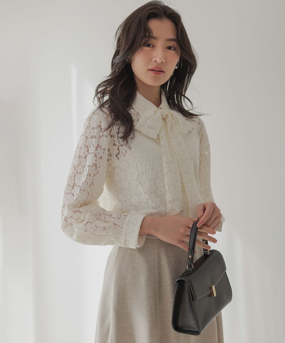 組曲 S 【WEB限定】フラワーラッセルレースシャツライク ブラウス 