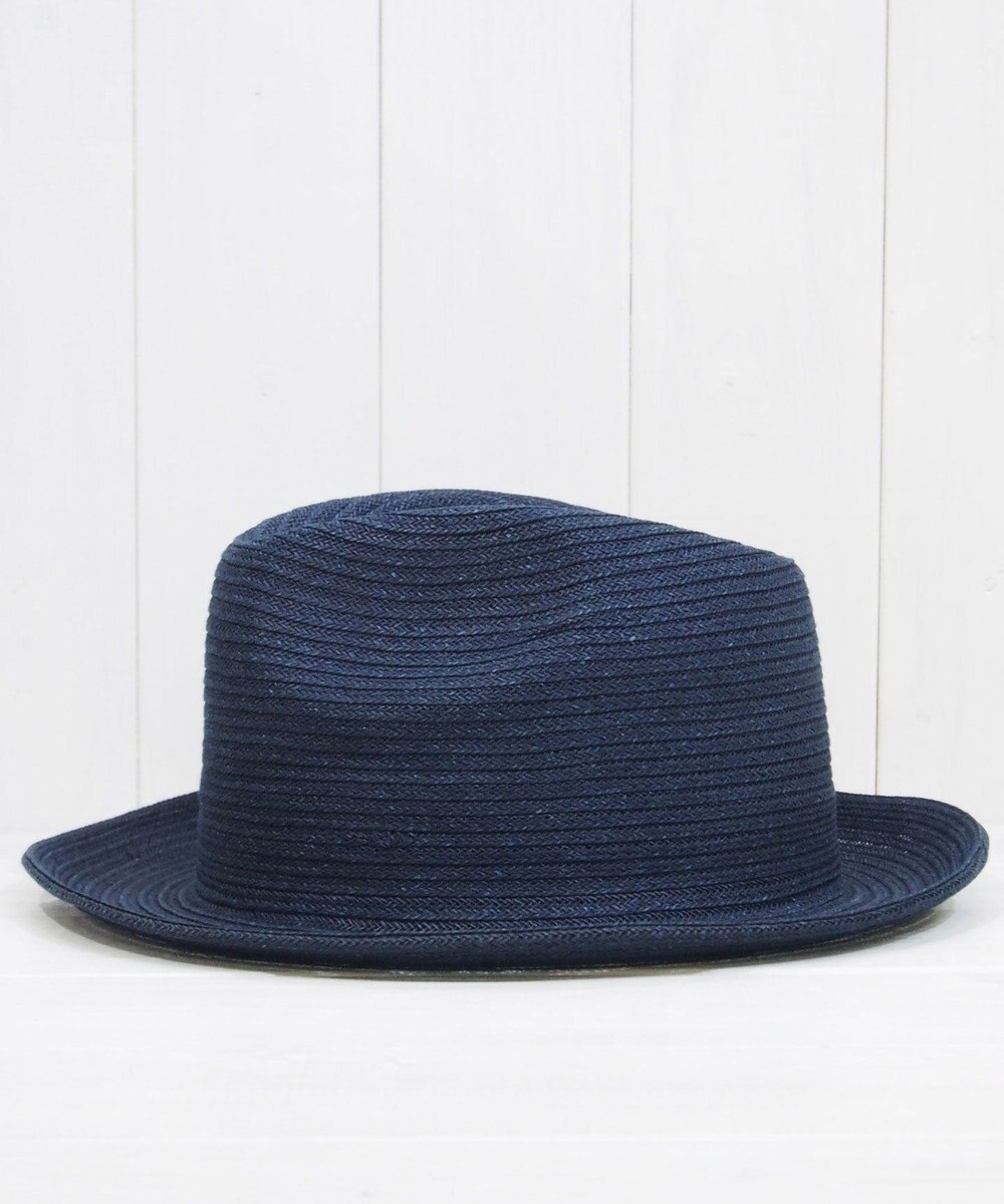 石田製帽 【UNISEX】インディゴ染め和紙ブレード 中折れ ソフトハット 