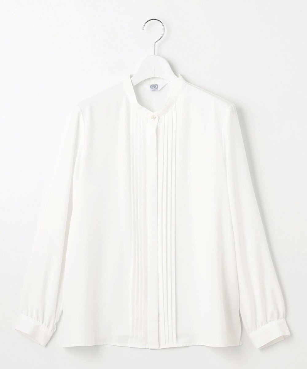 J.PRESS LADIES 【洗える】ヌーディスバックサテン タックプリーツ ブラウス 