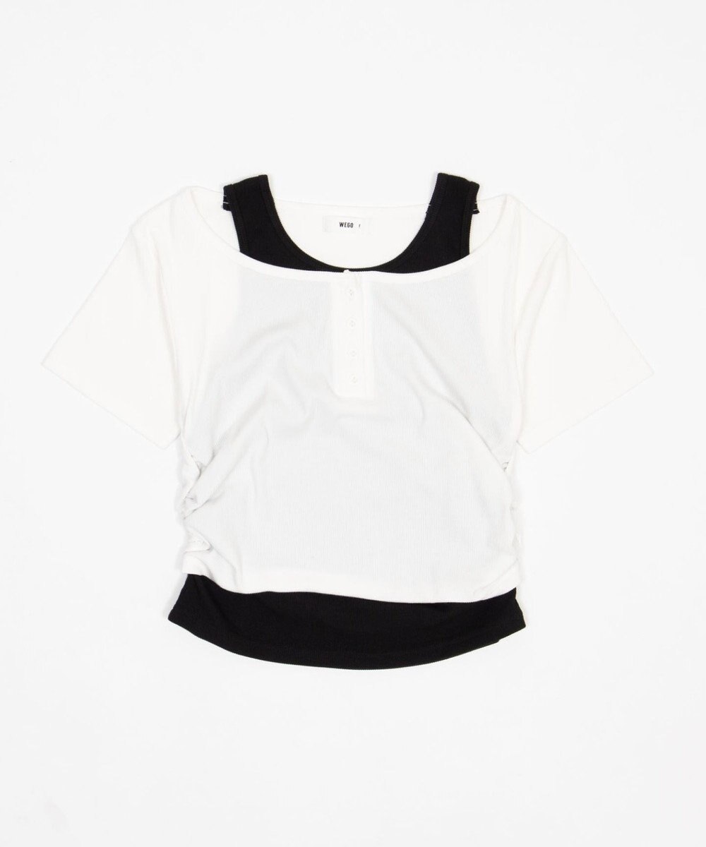 WEGO レイヤードキーネック半袖T 