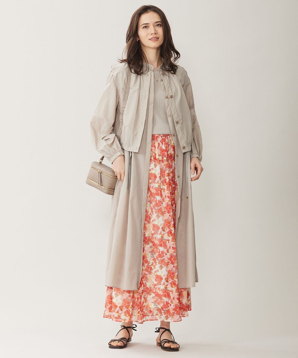 自由区 L 【ウエストゴム・洗える】オルタンシアフルールプリント スカート 