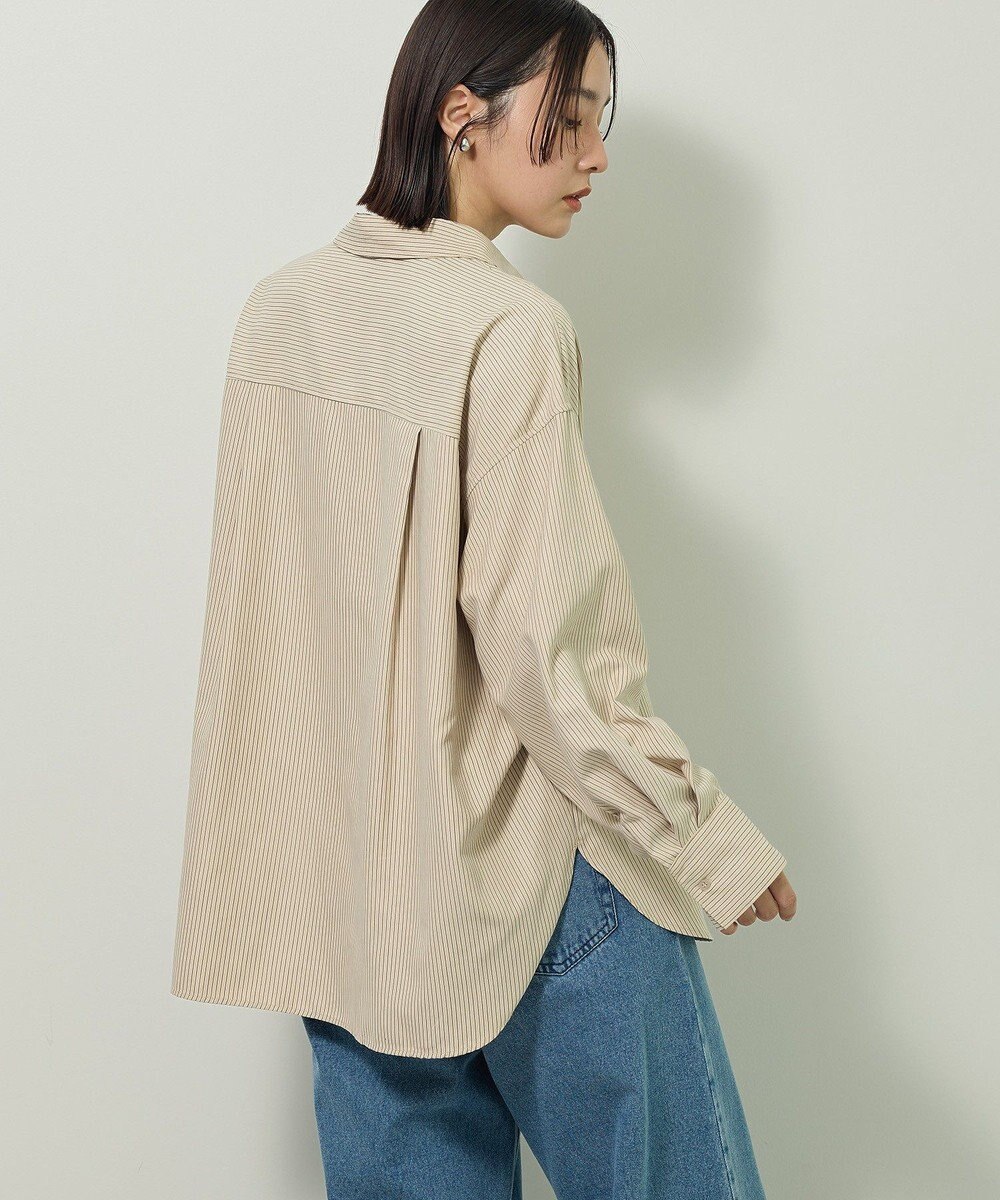 Green Parks シルキータッチストライプシャツ 