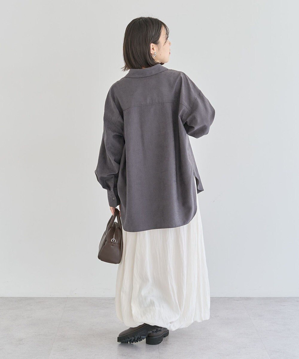 Green Parks シルキータッチストライプシャツ 