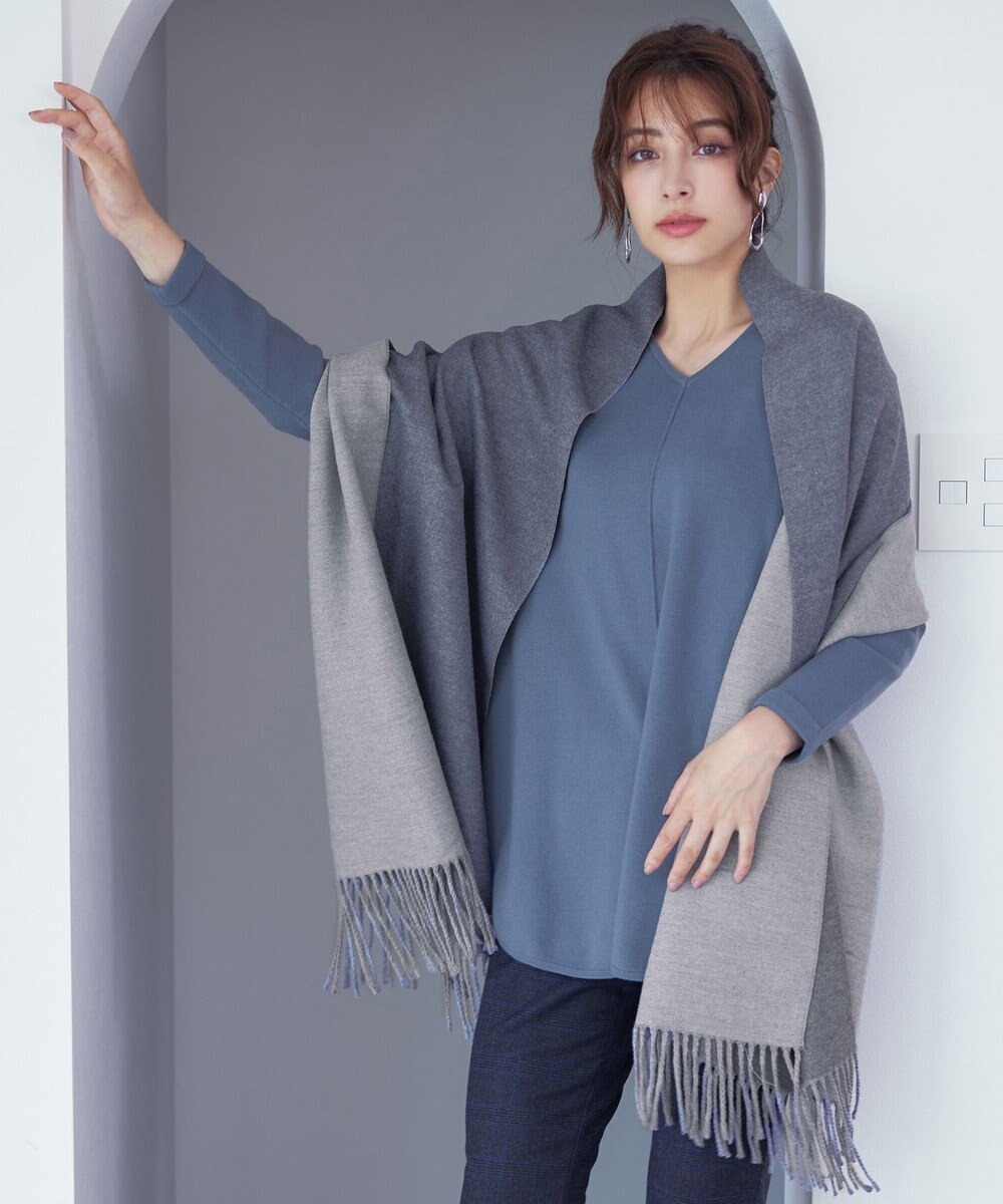 Tiaclasse 【洗える】リバーシブルデザイン大判マフラー 