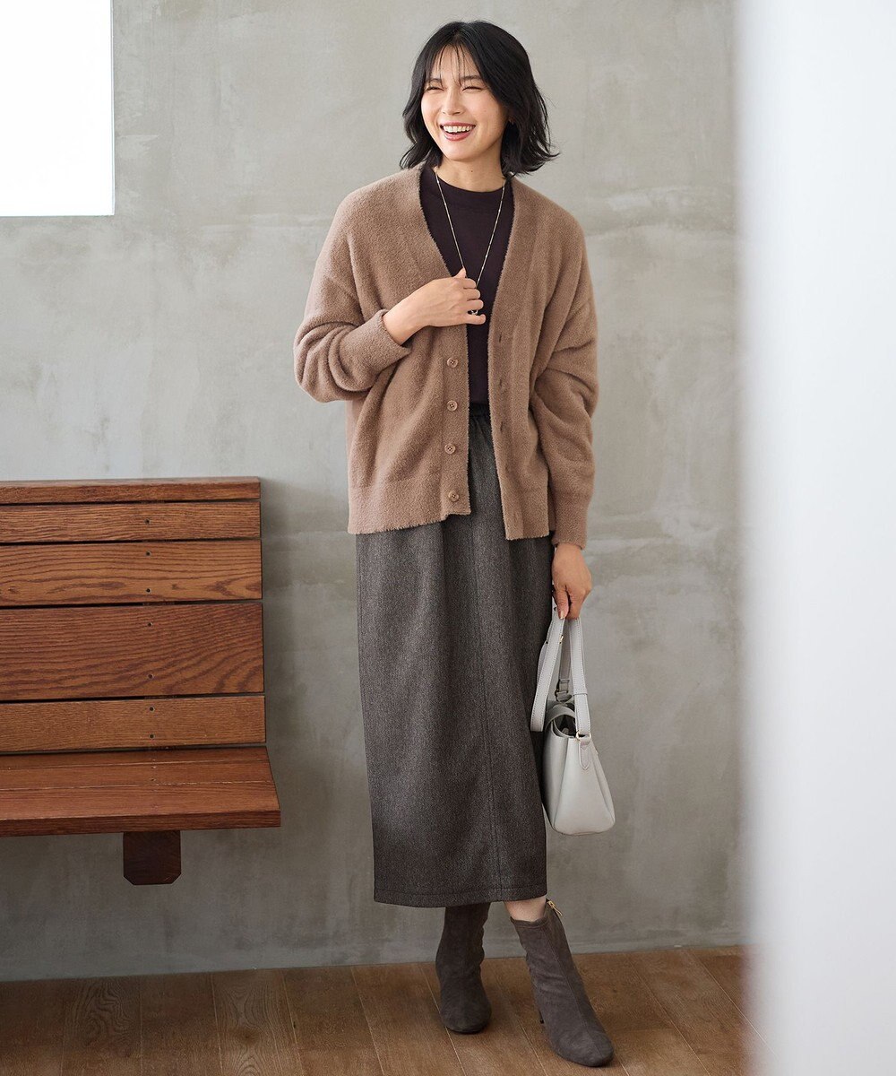 ANY 【洗濯機可】フェザーニットカーディガン 