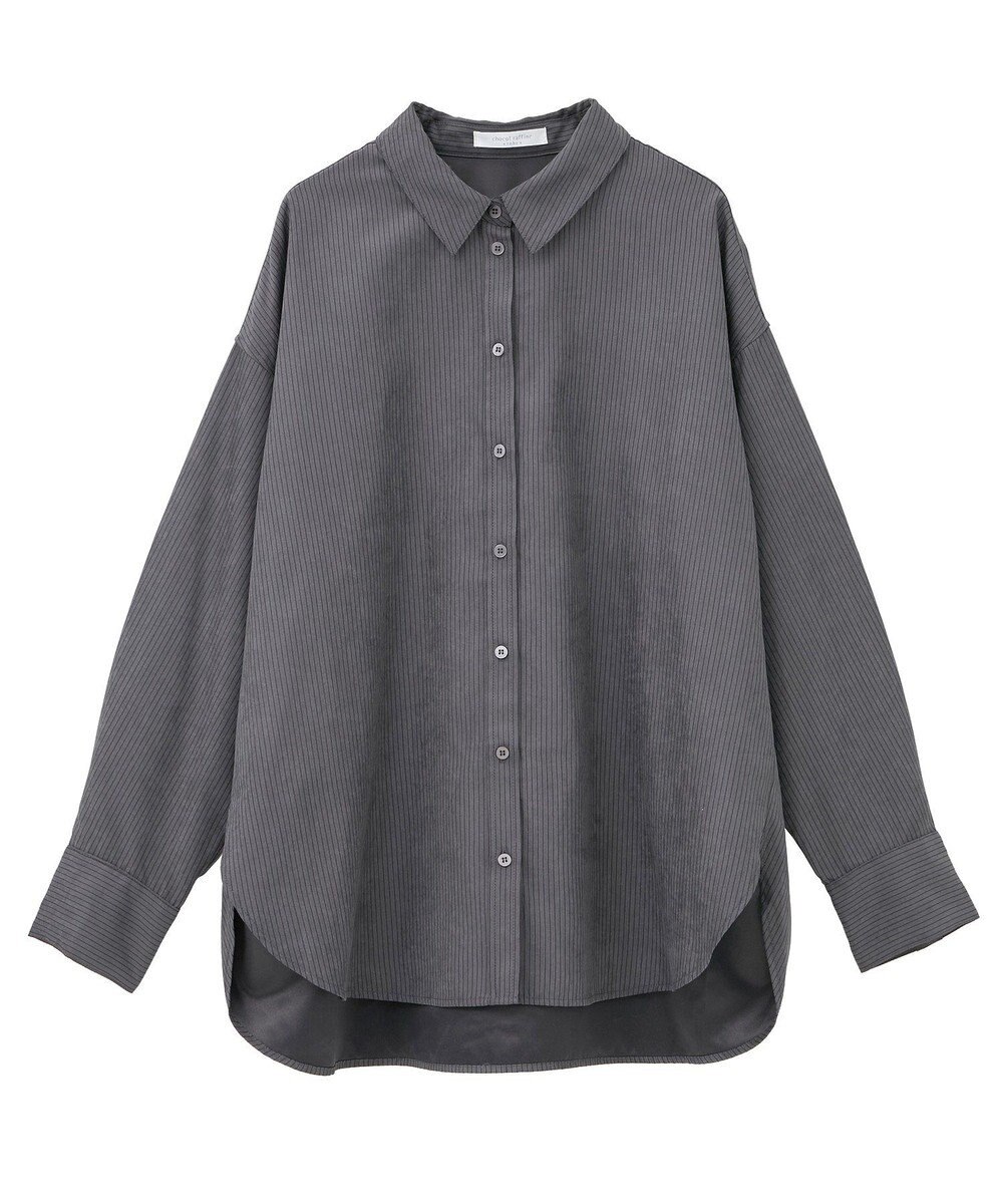 Green Parks シルキータッチストライプシャツ 