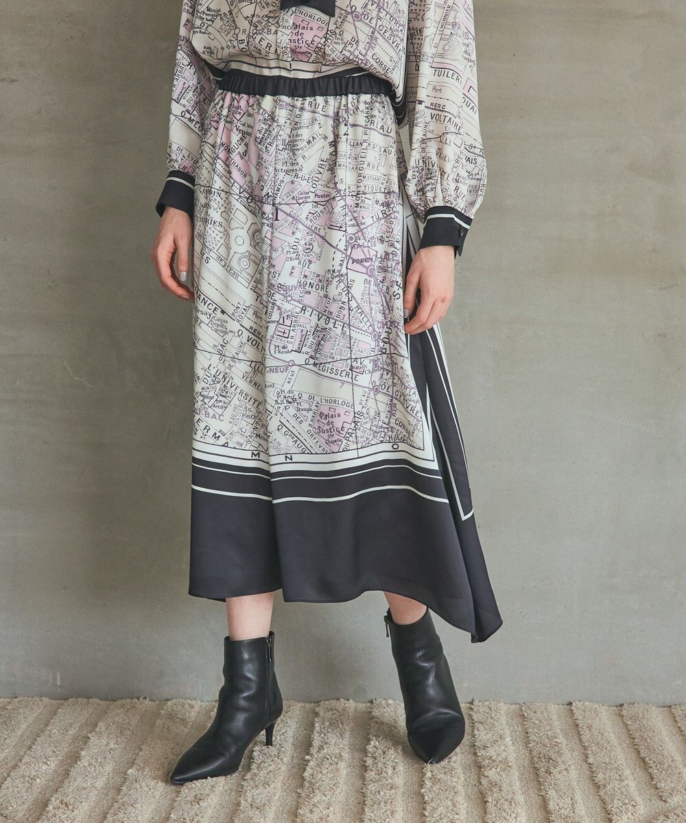 GRACE CONTINENTAL パリスカーフプリントスカート 