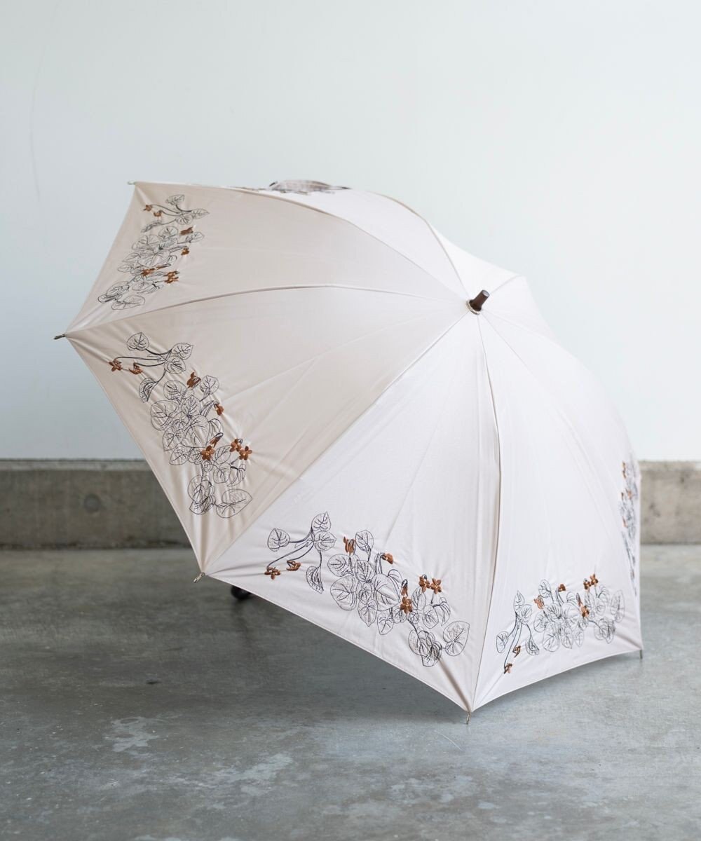 AND WOOL 〈一級遮光生地・晴雨兼用〉スミレ刺繍の日傘 （長傘タイプ） 