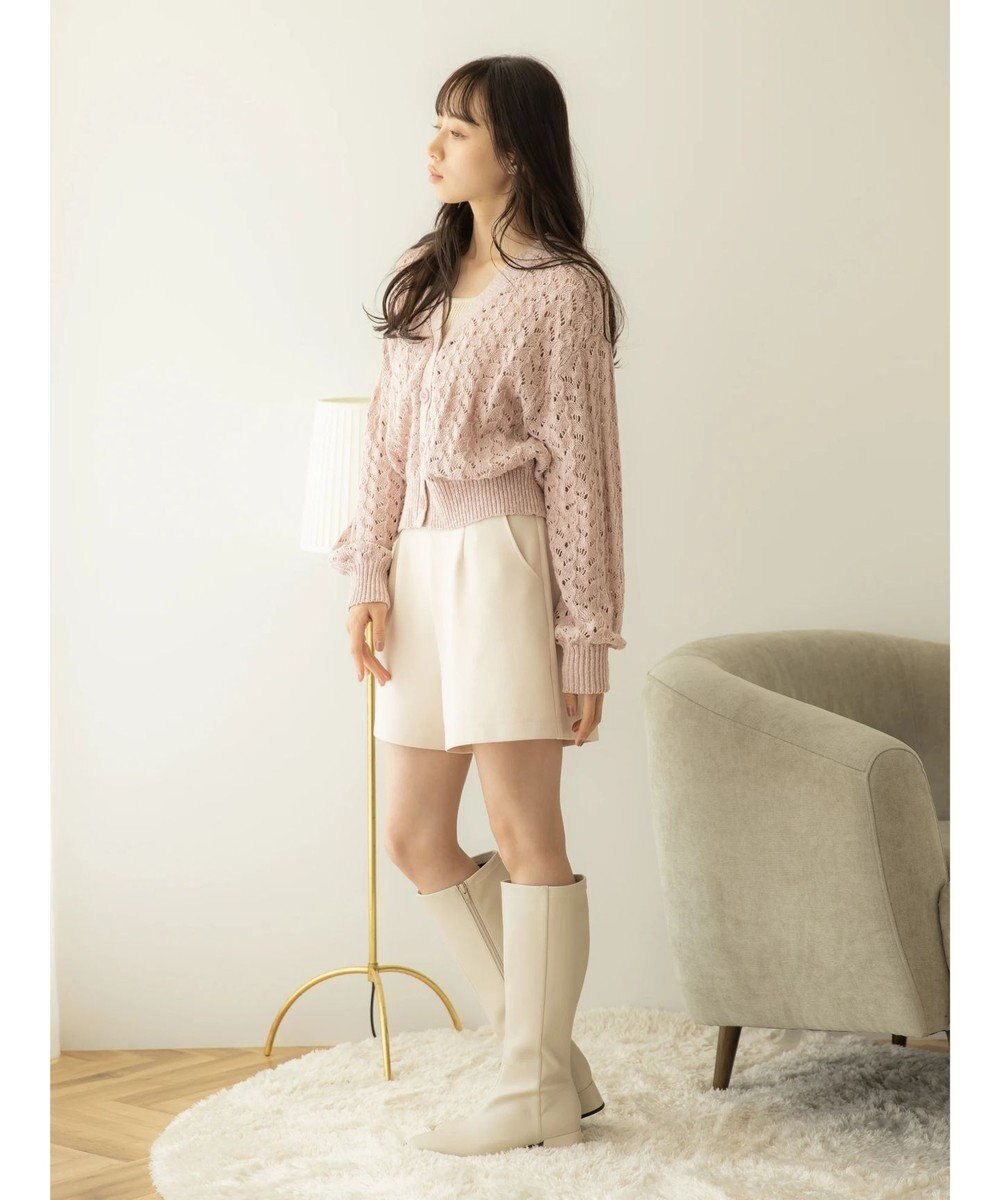 earth music&ecology スラブコットンレース編みカーディガン 