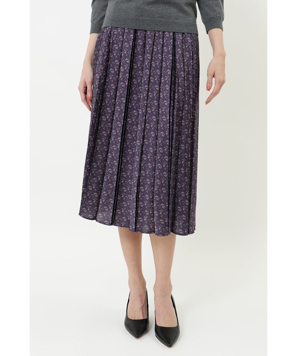 DAKS サテンプリントプリーツスカート 