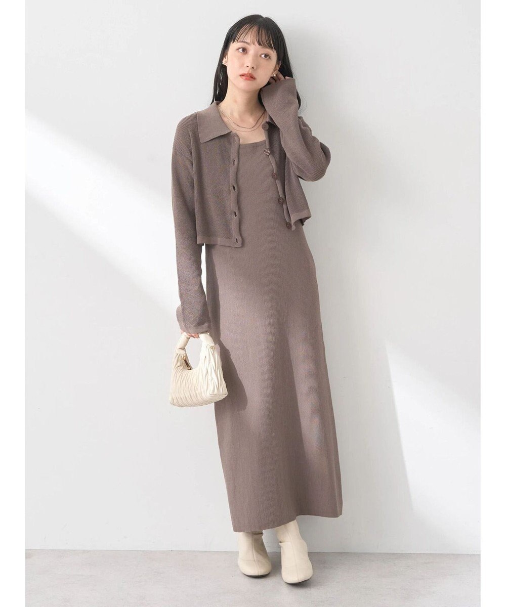 earth music&ecology ＳＥＴ２点襟付きカーディガン＋ニットワンピース 