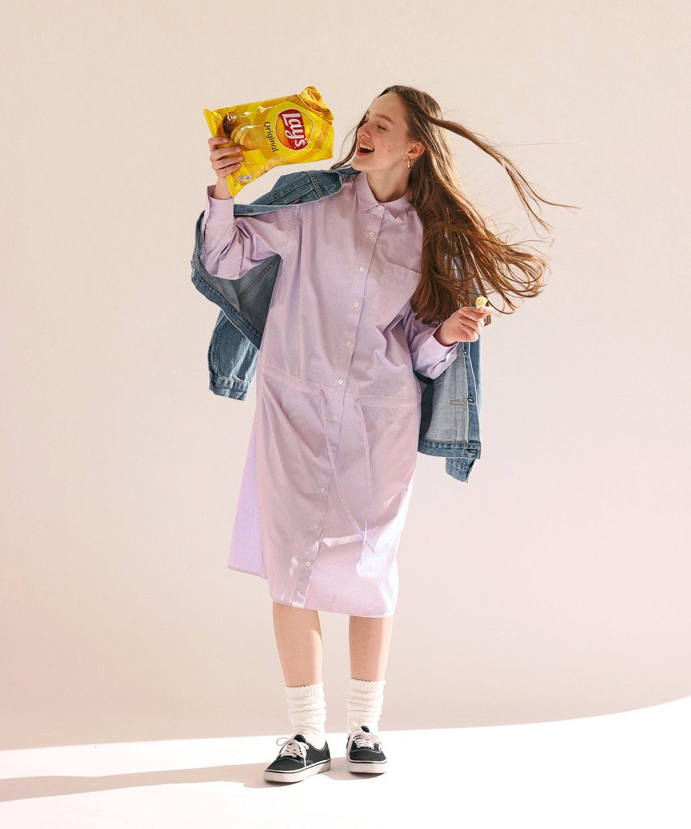 LENO SHIRTS DRESS CANDY STRIPE / シャツワンピース 