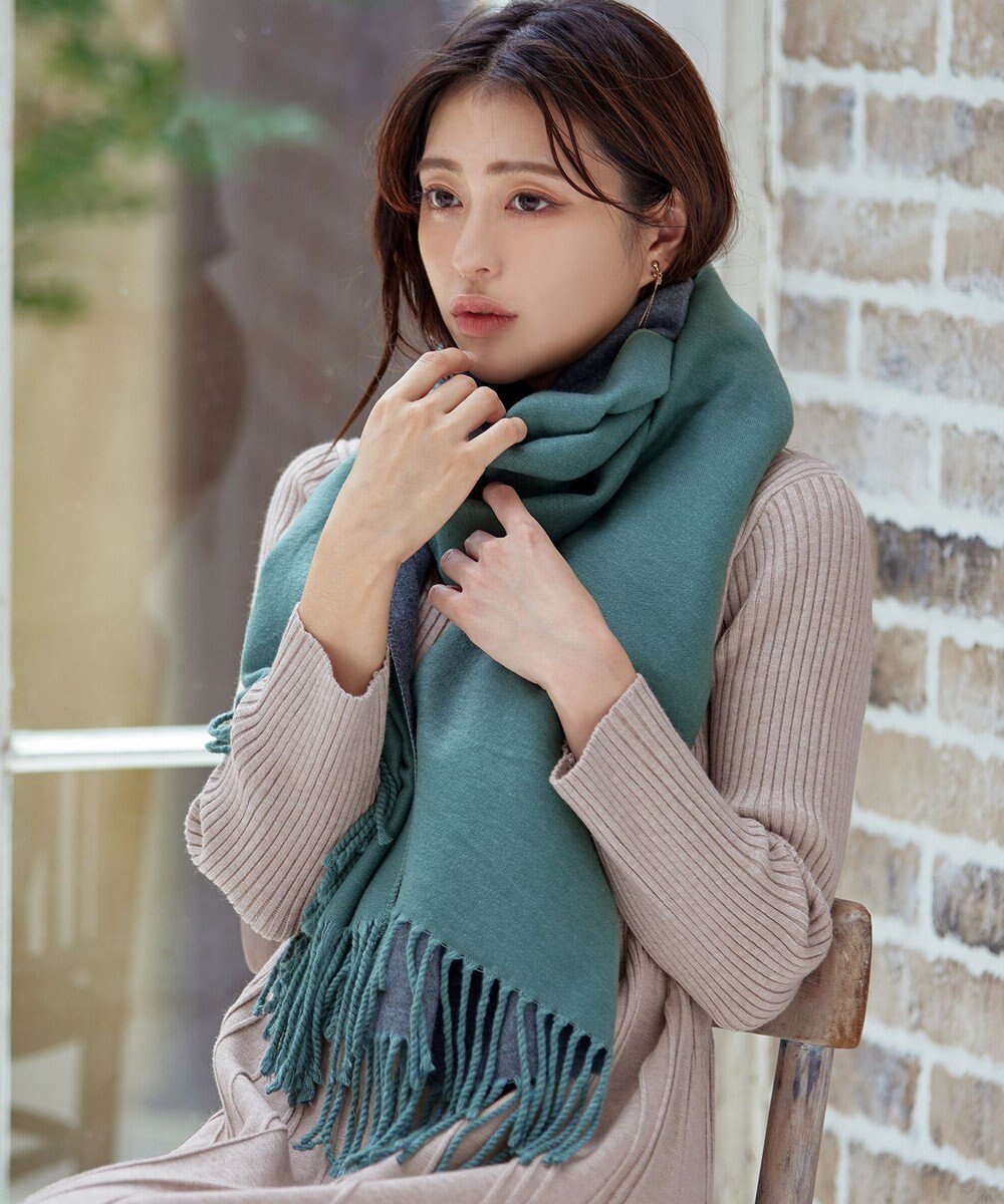 Tiaclasse 【洗える】リバーシブルデザイン大判マフラー 