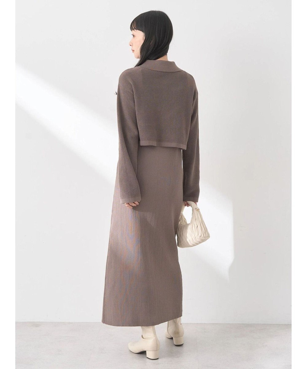 earth music&ecology ＳＥＴ２点襟付きカーディガン＋ニットワンピース 