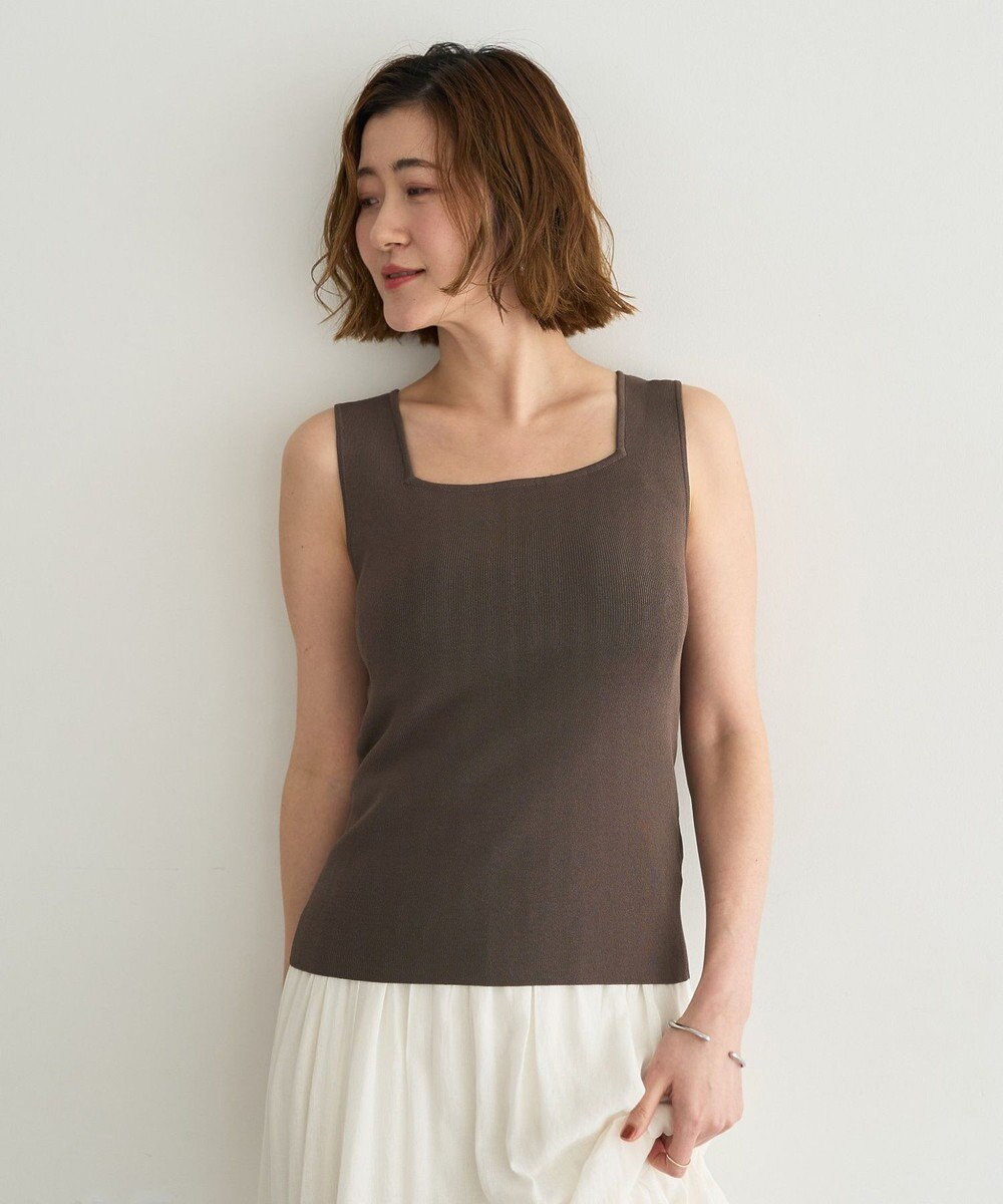 YECCA VECCA 2wayスクエアノースリーブニット 