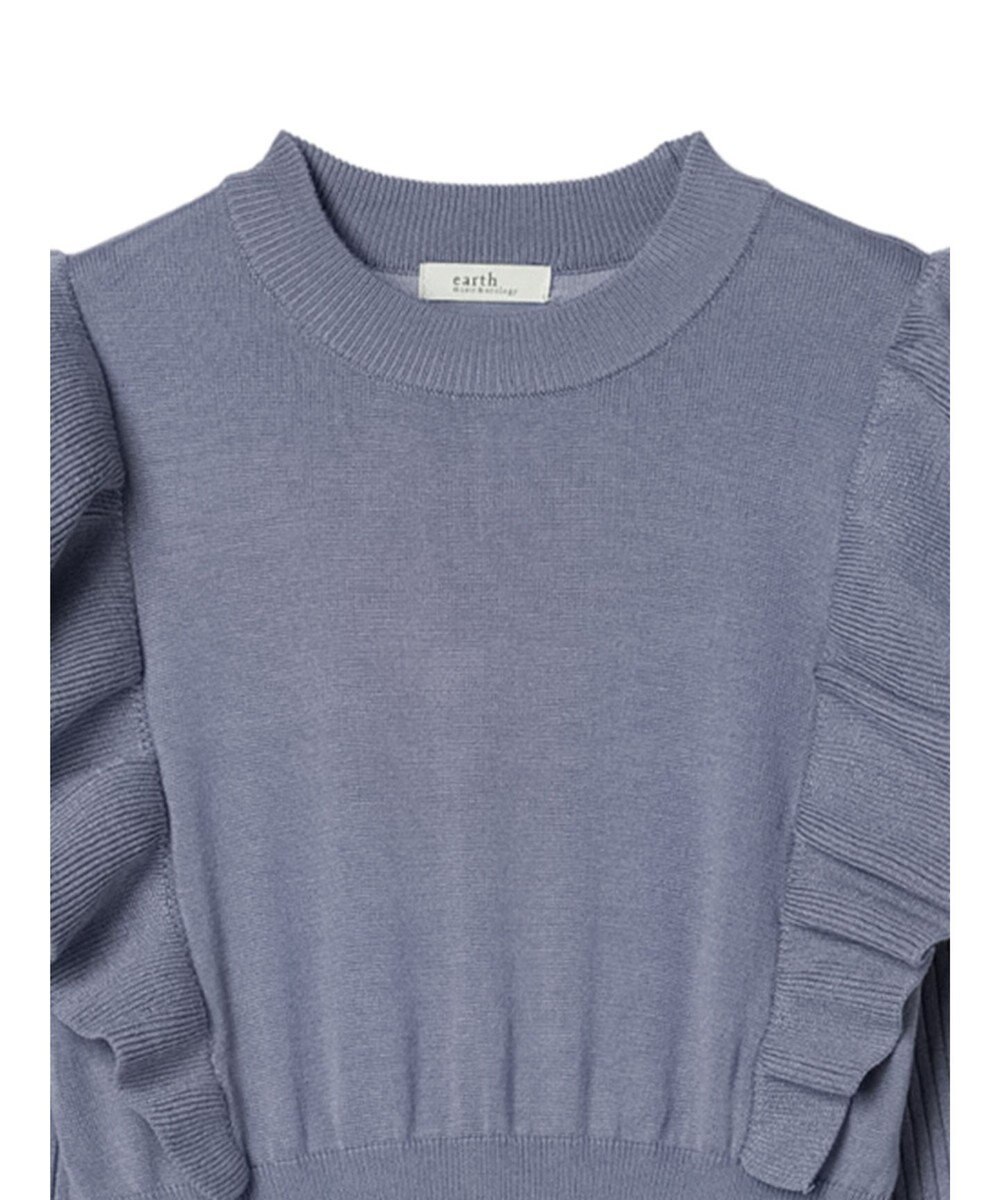 earth music&ecology ショルダーフリルニットワンピース 