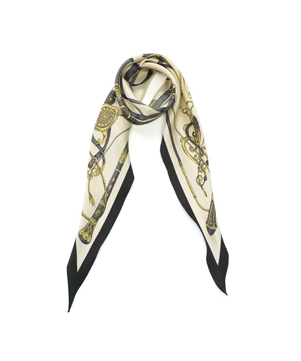 Marca 【 Marcaオリジナル】馬具と鞭 菱形スカーフ シルクツイル 