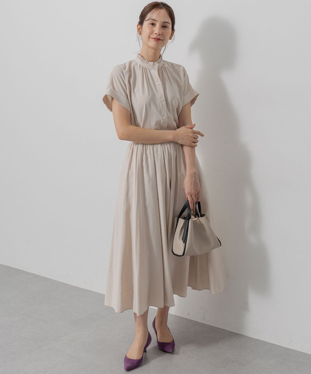 組曲 バウンディングシャーティング バンドカラーフリル ブラウス 