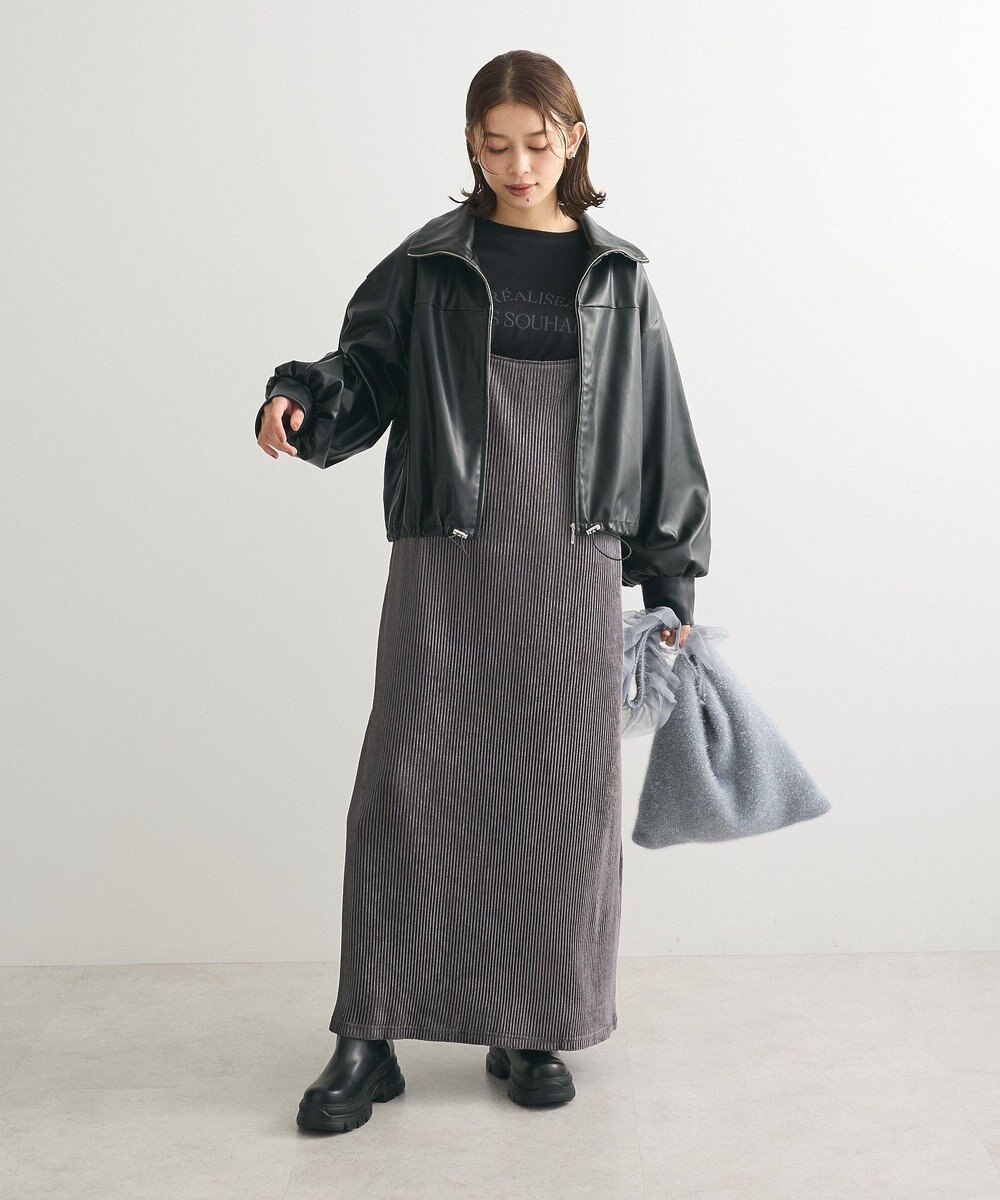 Green Parks ベロアプリーツキャミワンピース 