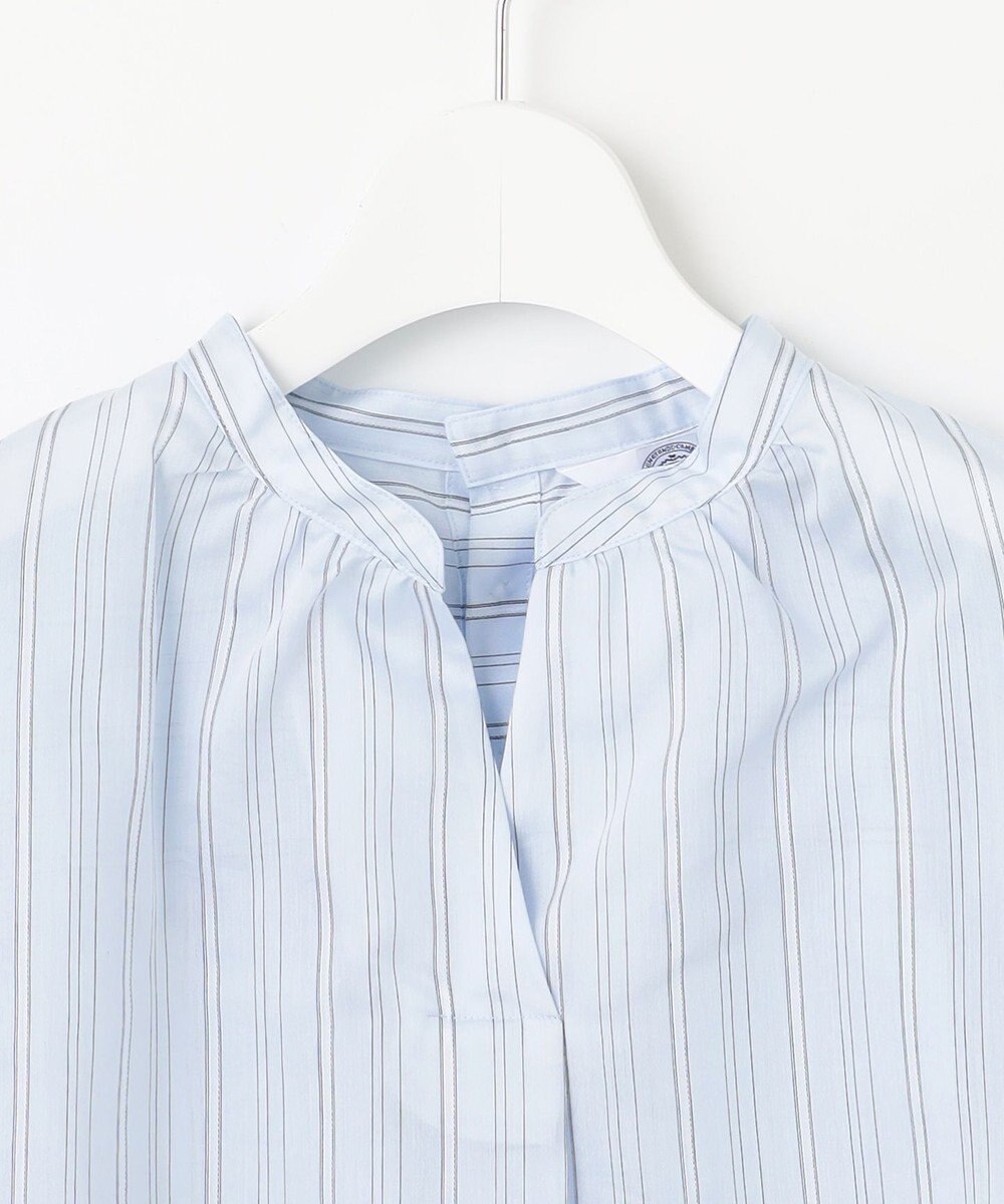 J.PRESS LADIES 【洗える】ランダムストライプ スタンドカラー  ブラウス 