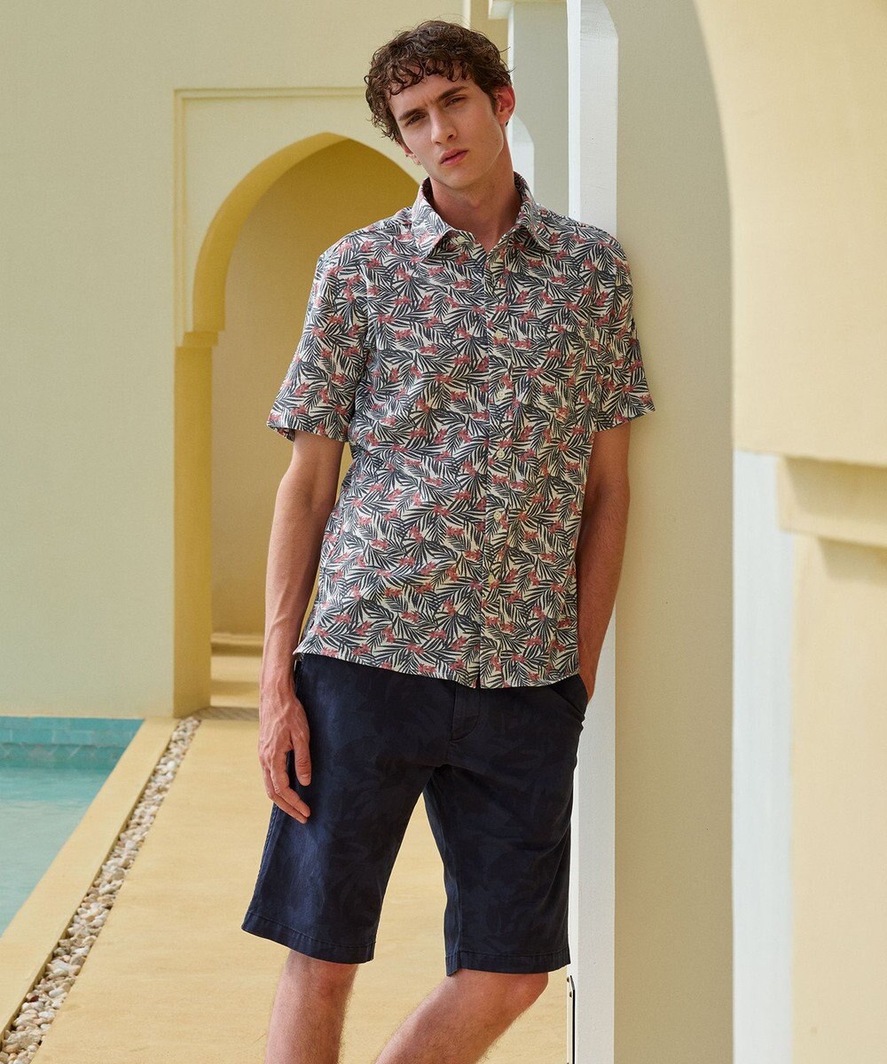 JOSEPH ABBOUD 【イタリア素材/製品染め】ボタニカルヘリンボンプリント ショーツ 