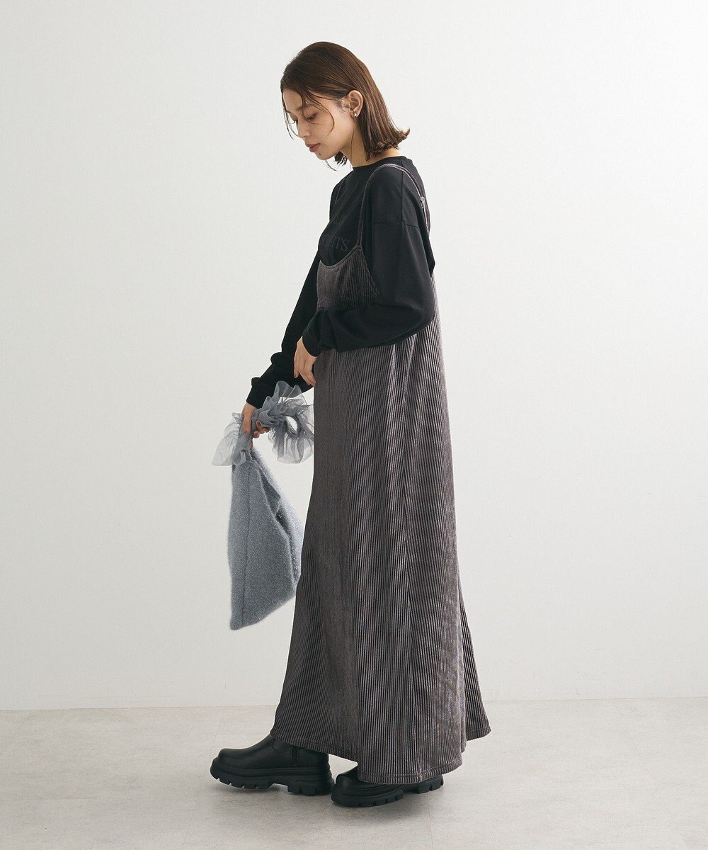 Green Parks ベロアプリーツキャミワンピース 