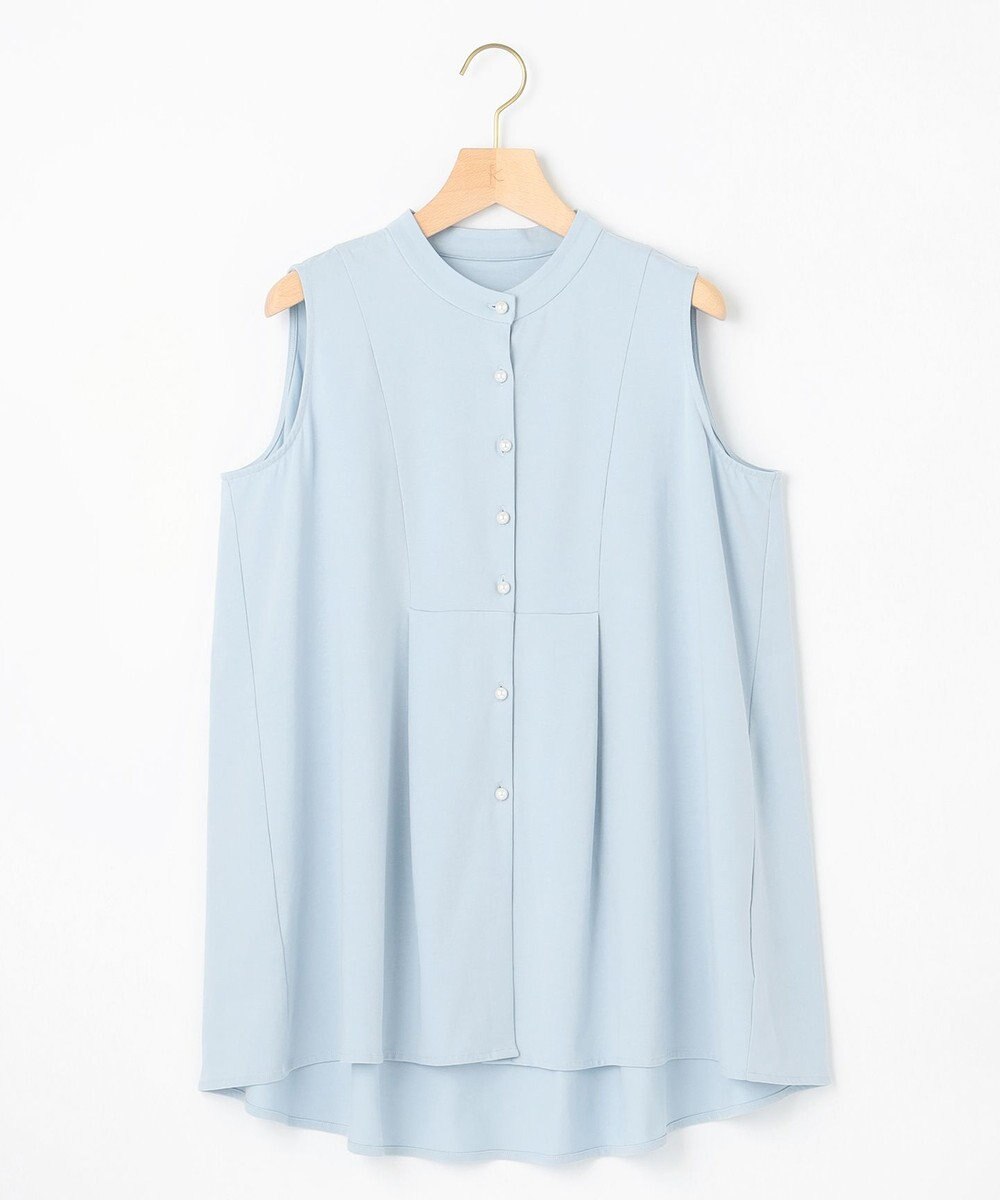 組曲 【洗える】ブラウスライクジャージーノースリーブ カットソー 