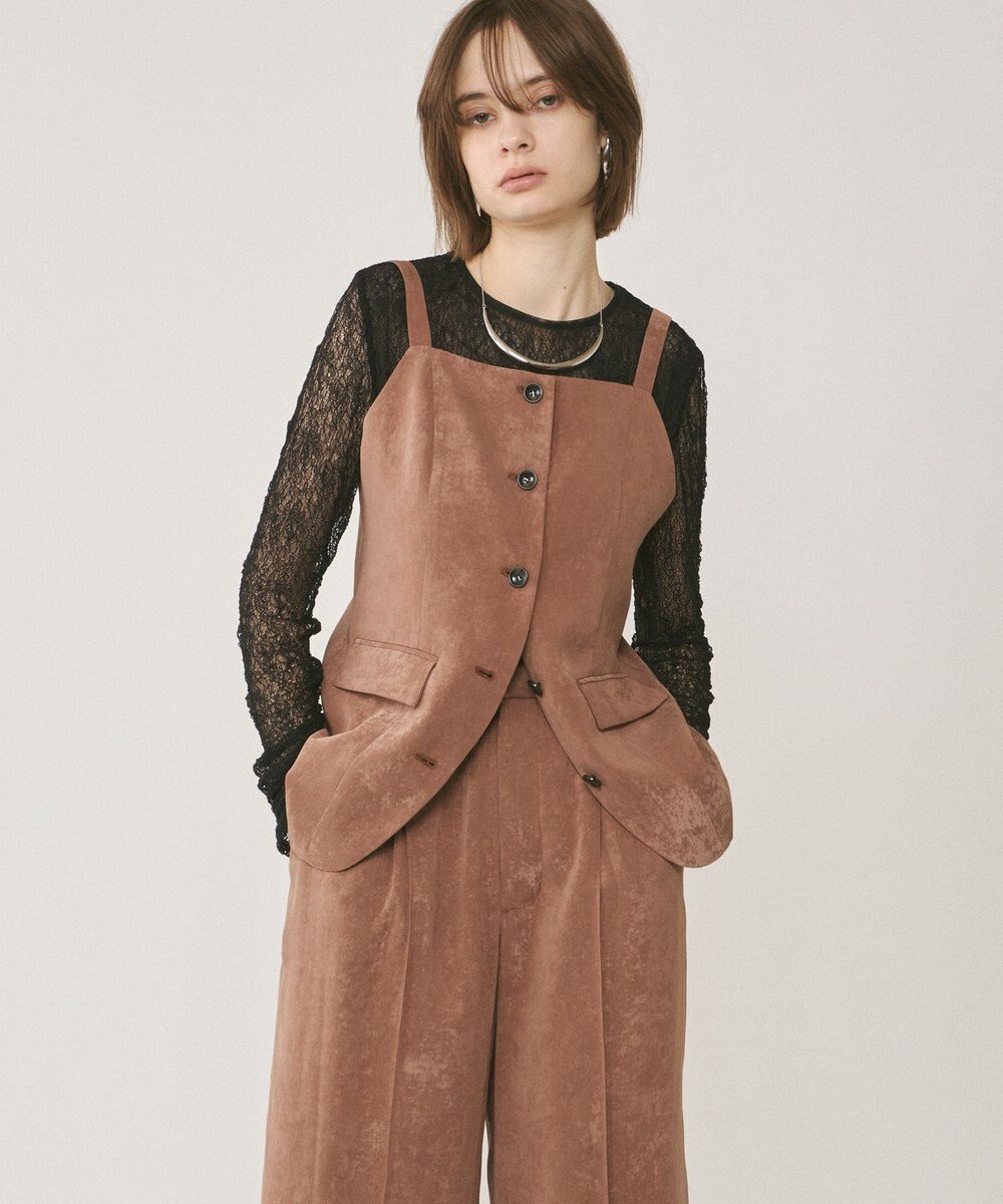 GRACE CONTINENTAL クラッシュサテンキャミトップ 