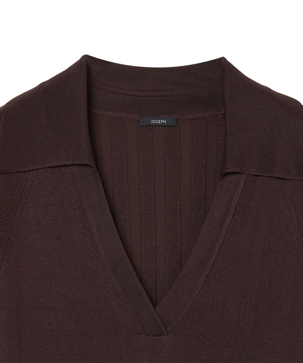 JOSEPH 【洗える】サティニーリブ　ロングスリーブポロニット 