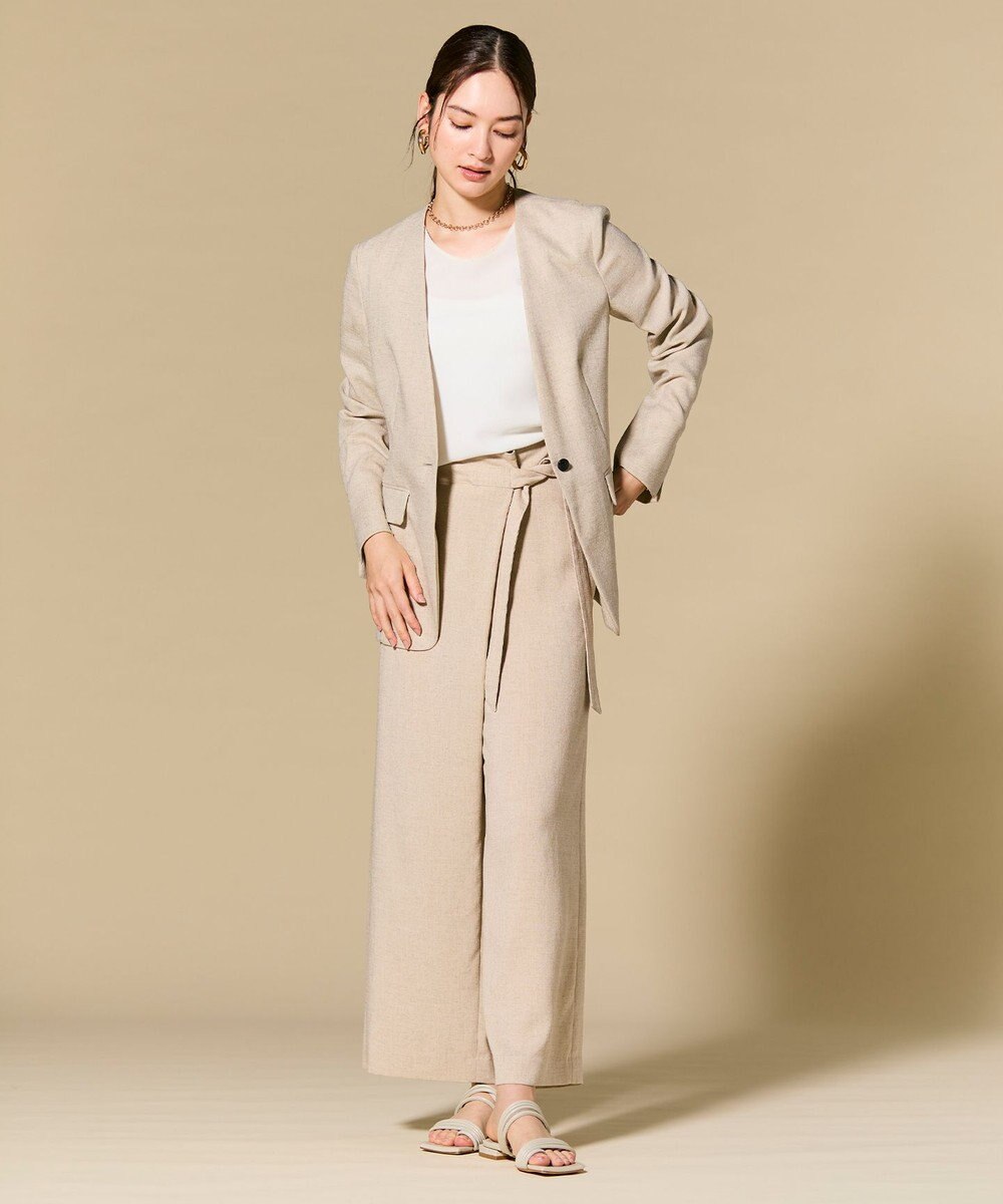 BEIGE， CAROLE / リネンライクラップワイドパンツ 