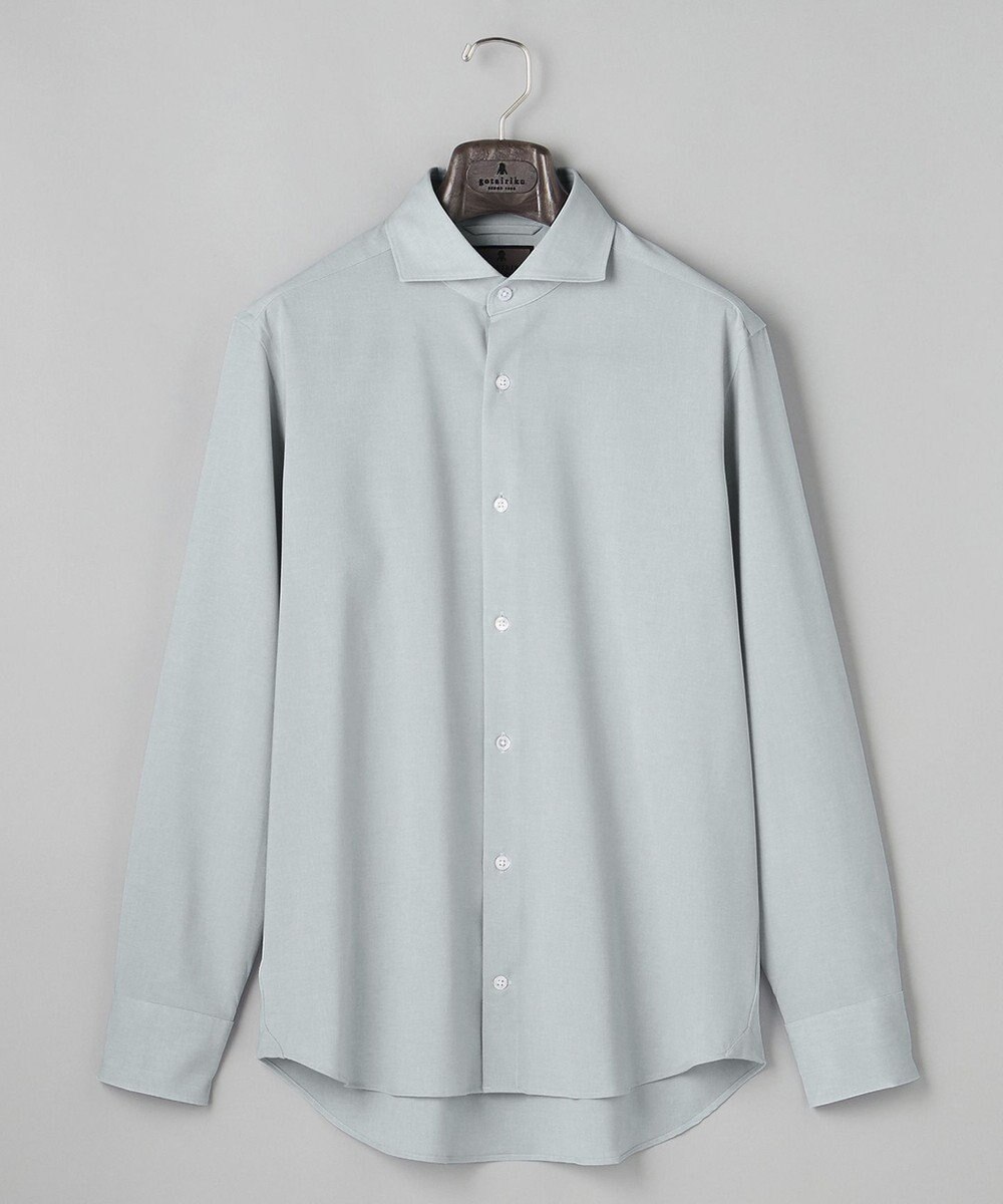 GOTAIRIKU 【シワになりにくい/ストレッチ/洗える】ウールライク シャツ_カッタウェイカラー 