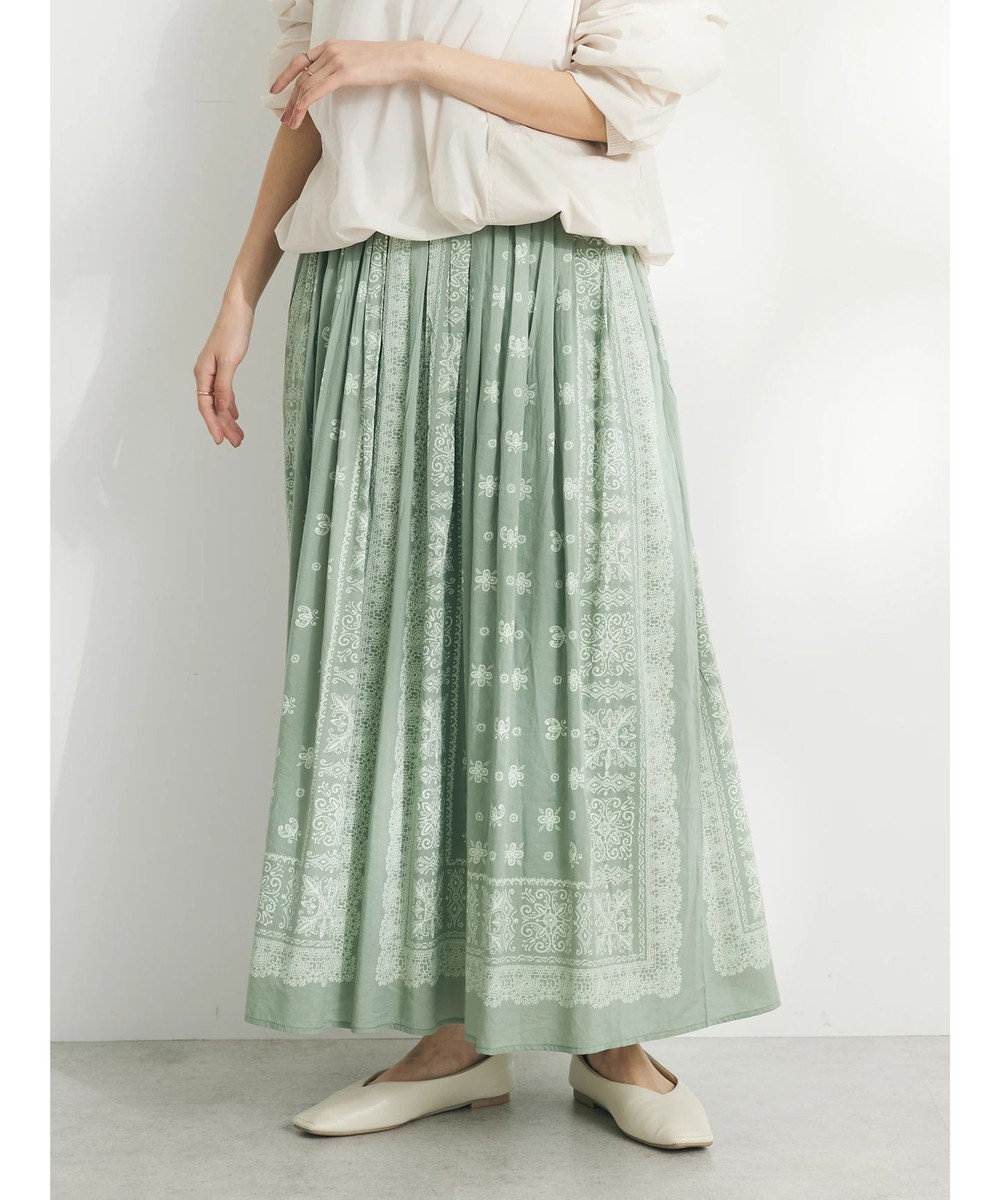 CRAFT STANDARD BOUTIQUE パネル柄マキシギャザースカート 