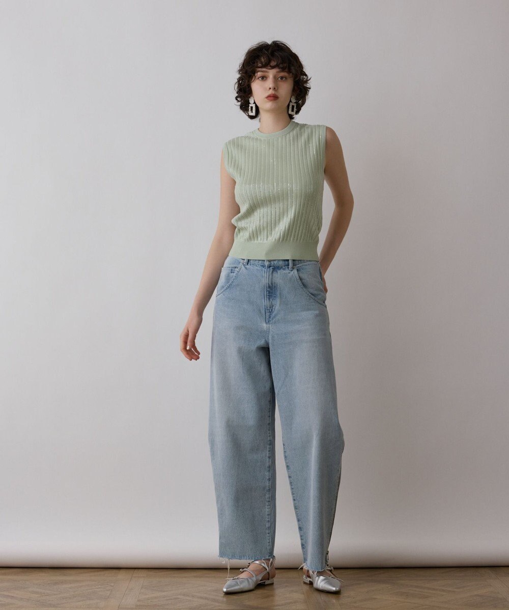 GRACE CONTINENTAL スパンコールニットノースリーブ 