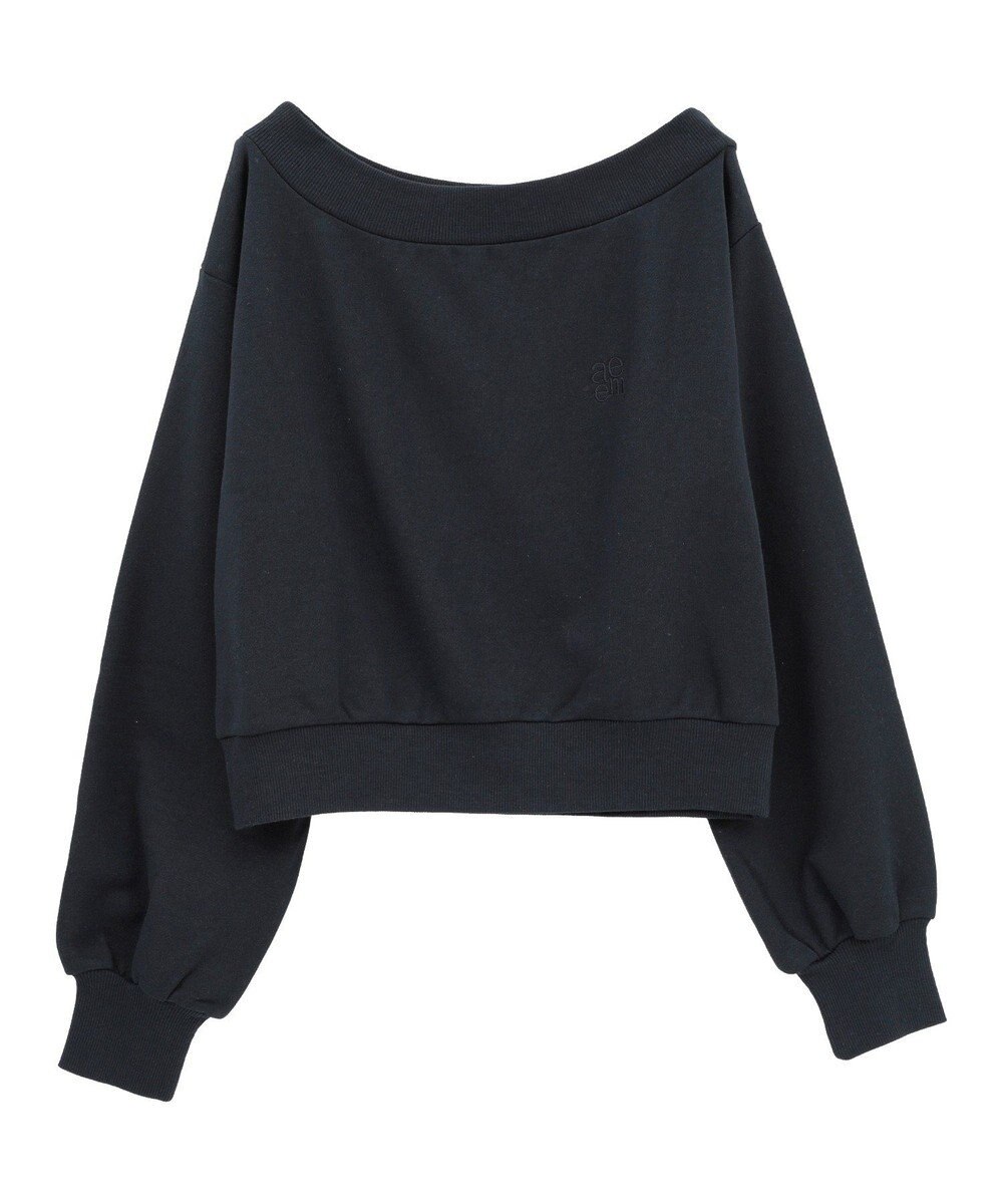 earth music&ecology ショート丈ワンポイント刺繍オフショルスウェット 