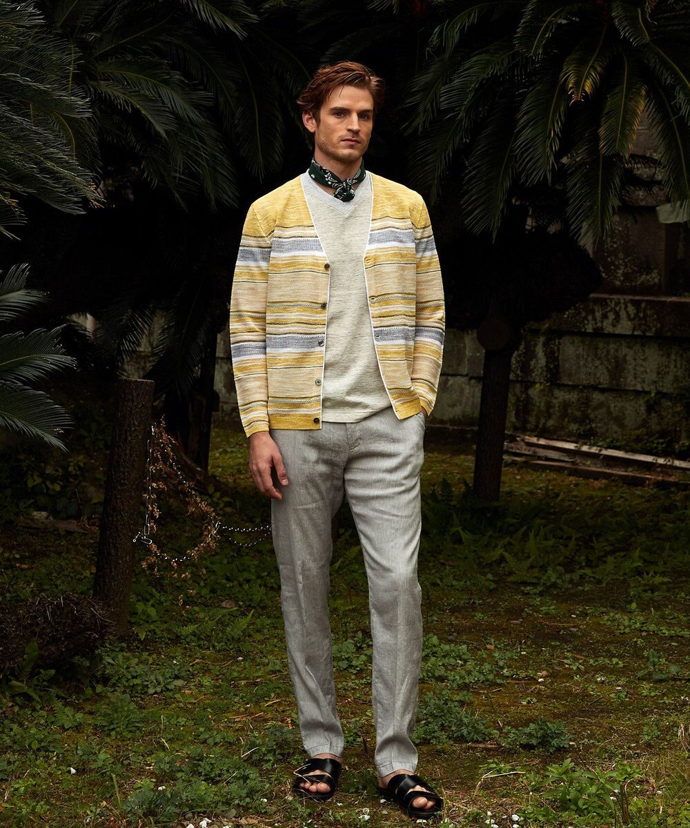 JOSEPH ABBOUD 【サスティナブル】スラブギマボーダー カーディガン 