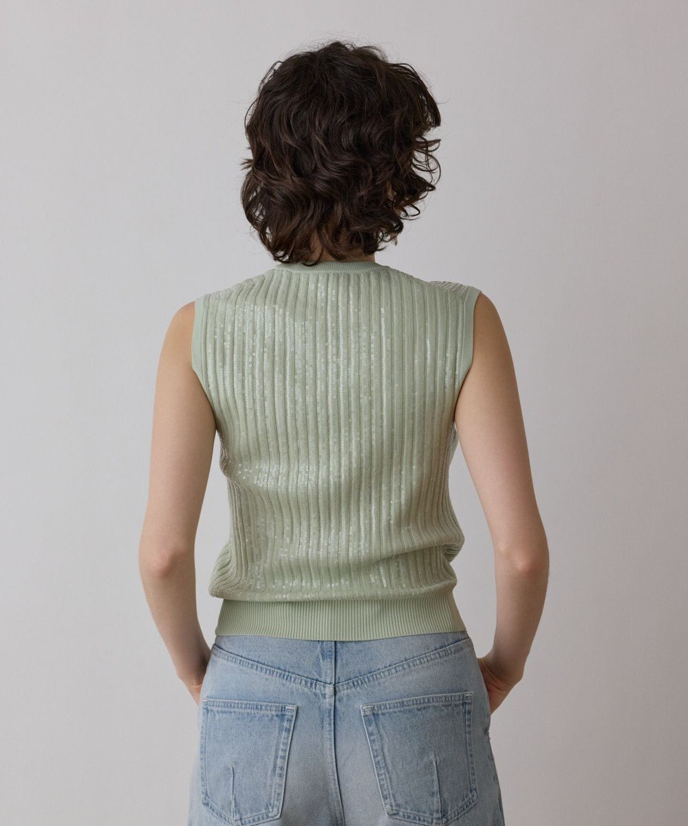 GRACE CONTINENTAL スパンコールニットノースリーブ 