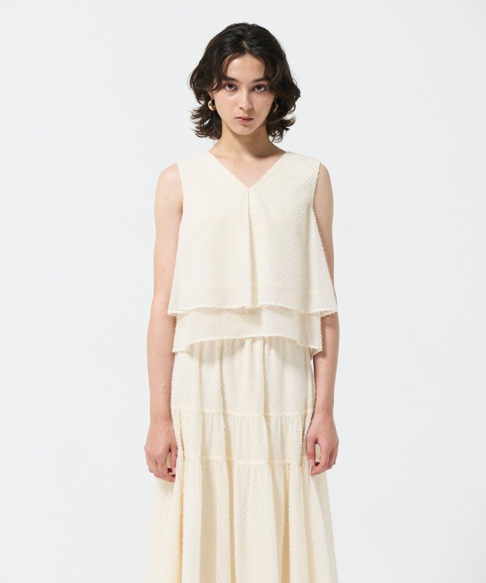 GRACE CONTINENTAL シフォンカットジャガードトップ 