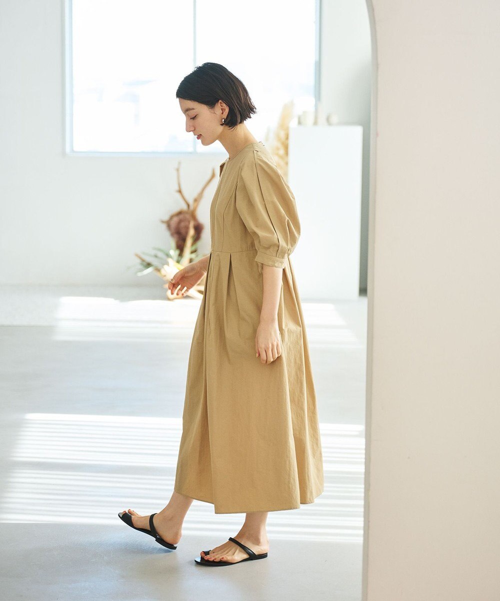 #Newans 【撥水加工/洗濯機可能】〈小柄さんにお勧め〉パフスリーブフレアワンピース 