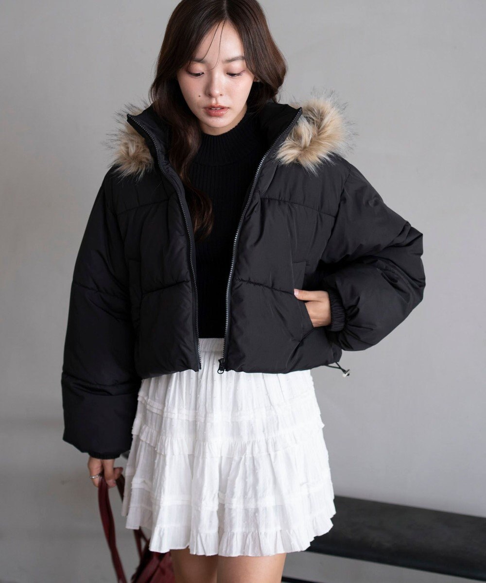 WEGO 【25年秋冬新作/SMサイズ展開】2WAYファーフードショートパファーブルゾン 