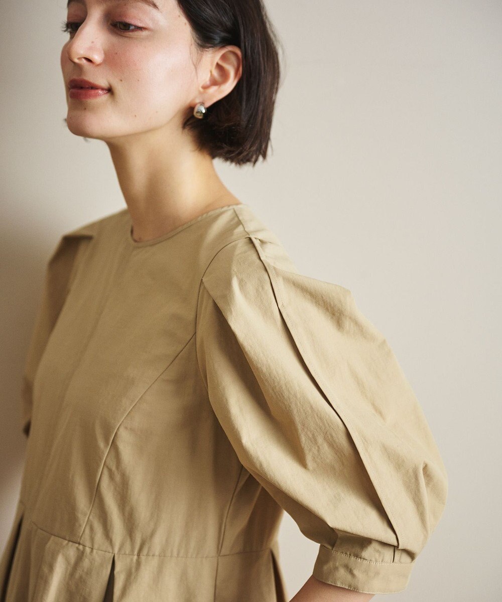 #Newans 【撥水加工/洗濯機可能】〈小柄さんにお勧め〉パフスリーブフレアワンピース 