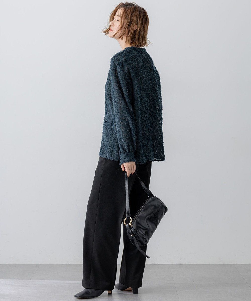 23区 L 【洗える】シアーカットジャカード ブラウス 