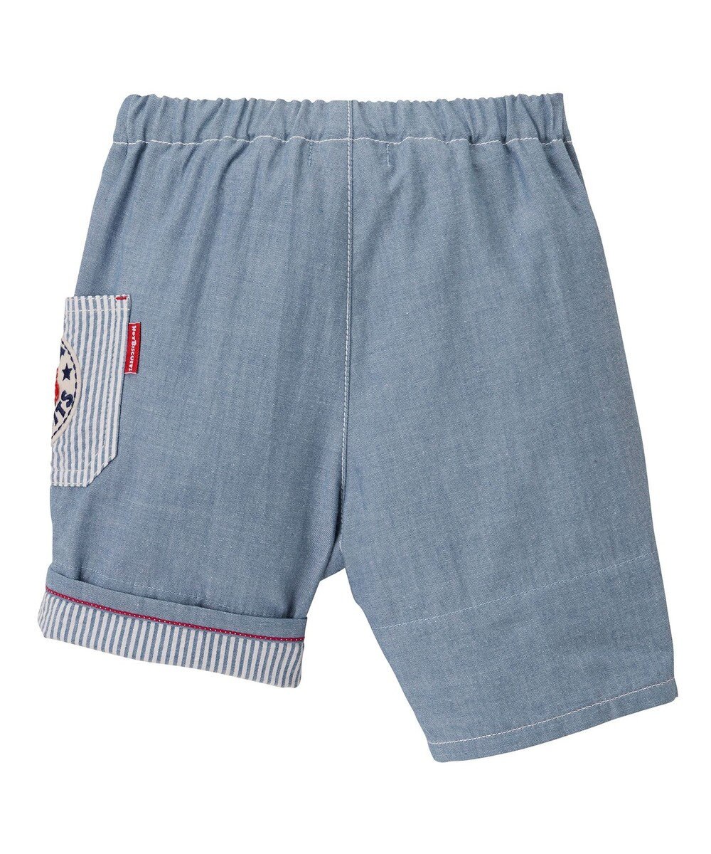 MIKI HOUSE HOT BISCUITS 【80-120cm】ダンガリー素材 6分丈ハーフパンツ 