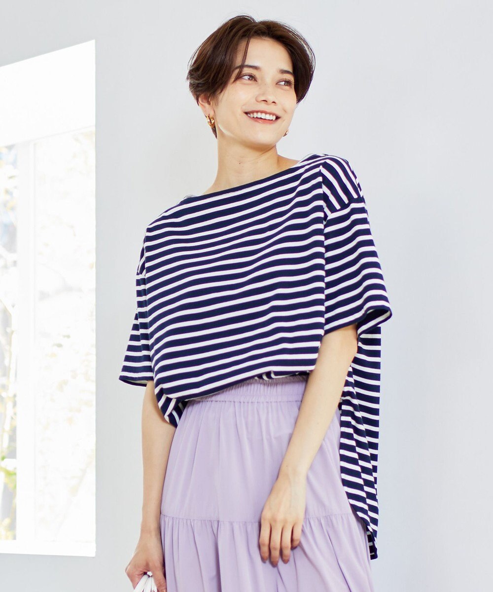 UNFILO L 撥水汗ジミ防止ボーダーT 