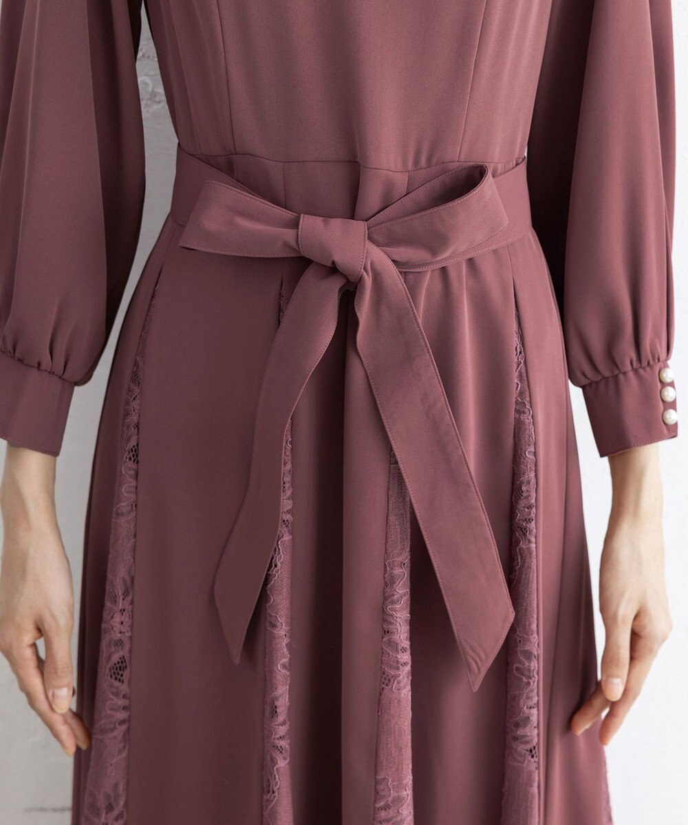 Tiaclasse 【洗える】レース切り替えフレアワンピース 