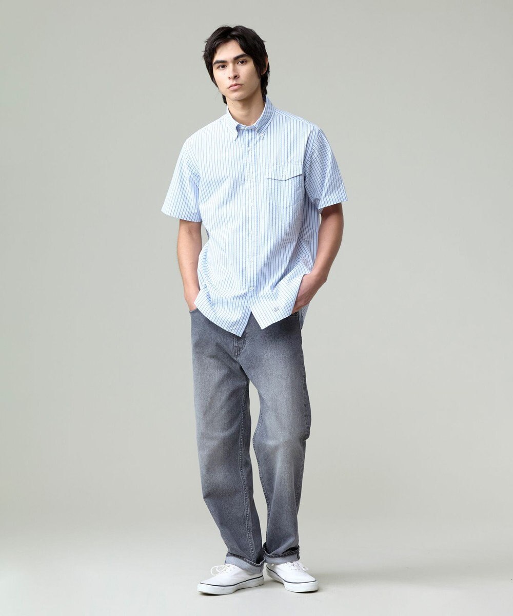 J.PRESS MEN 風が通るシアサッカーの清涼感【吸水速乾 / 高通気性】【クールマックス】サッカーストライプ シャツ / B.D. 