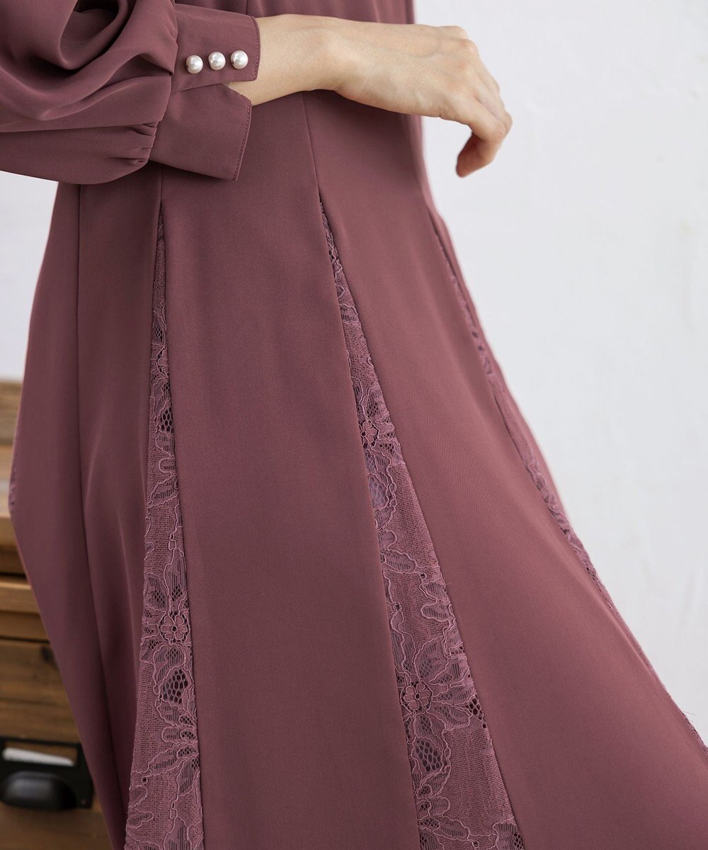 Tiaclasse 【洗える】レース切り替えフレアワンピース 